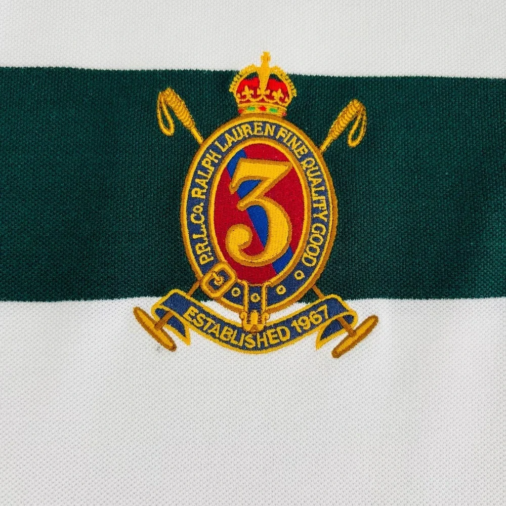 Polo Ralph Lauren Mens 4XB Green White Striped Big Pony Crest Polo Shirt NWT